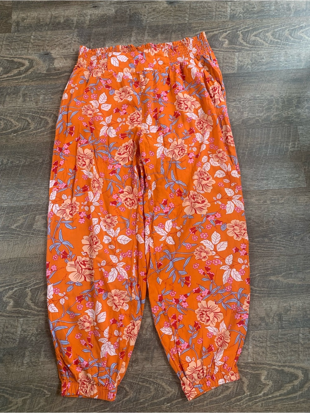 Orange Lascana  Maximalist Boho Floral Elastic-Waist Pants